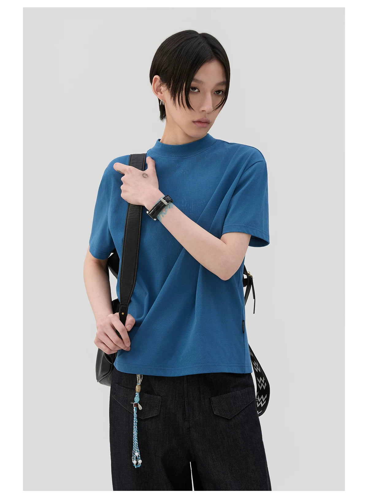 Sameuoo Small Turtleneck Simple Versatile Tee