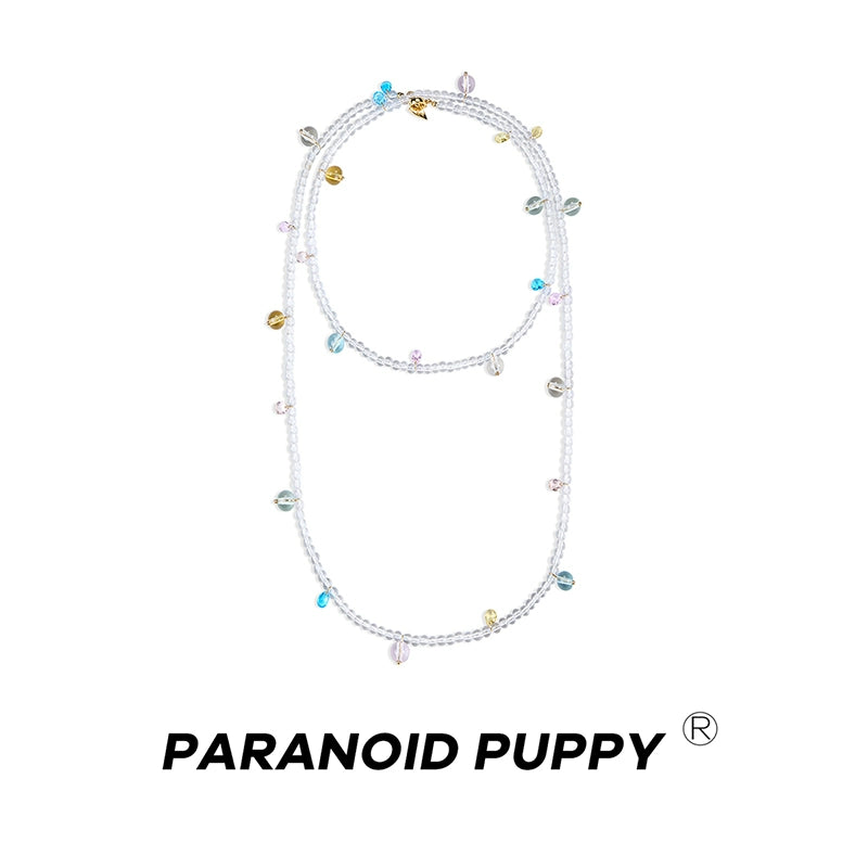 ParanoidP Lemon Crystal Beaded Multi-Layered Necklace