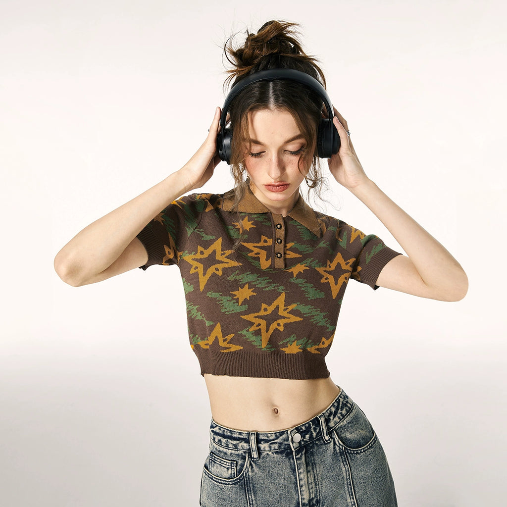 Imone Polo Collar Contrasting Jacquard Tee