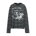 FUNKYFUN Handwritten Flower Type Graffiti Punk Striped Tee