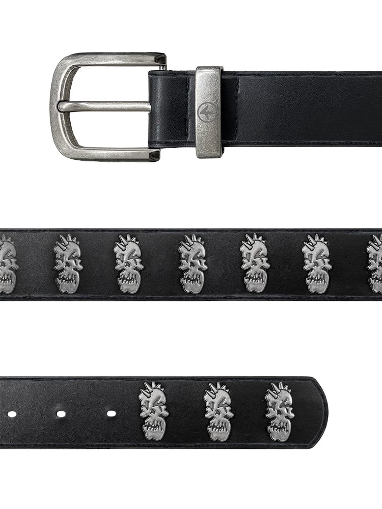 4AM Retro Rivet Metal Skull Logo Belt