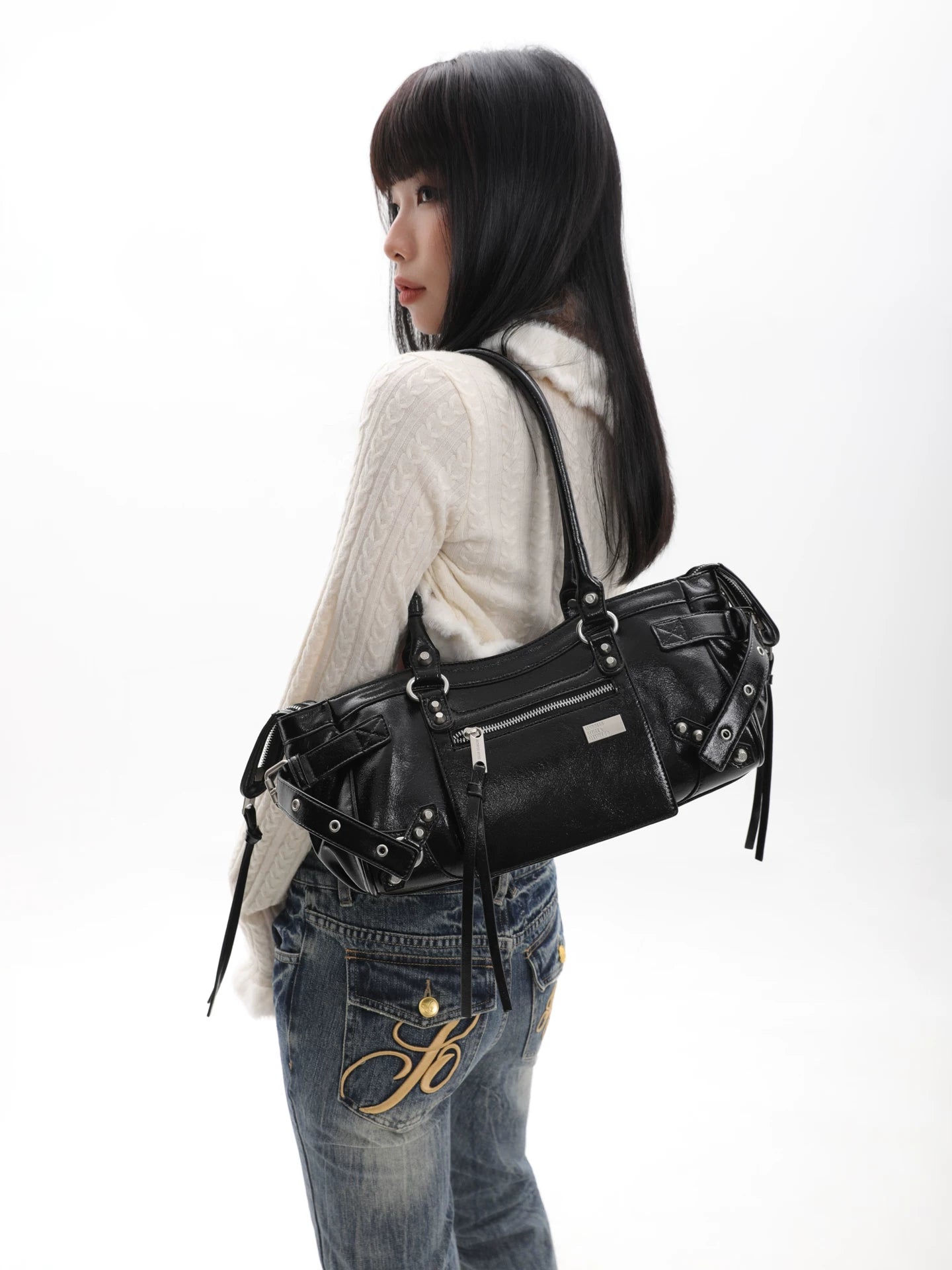 JANDRESS Vintage Rivet Underarm Bag