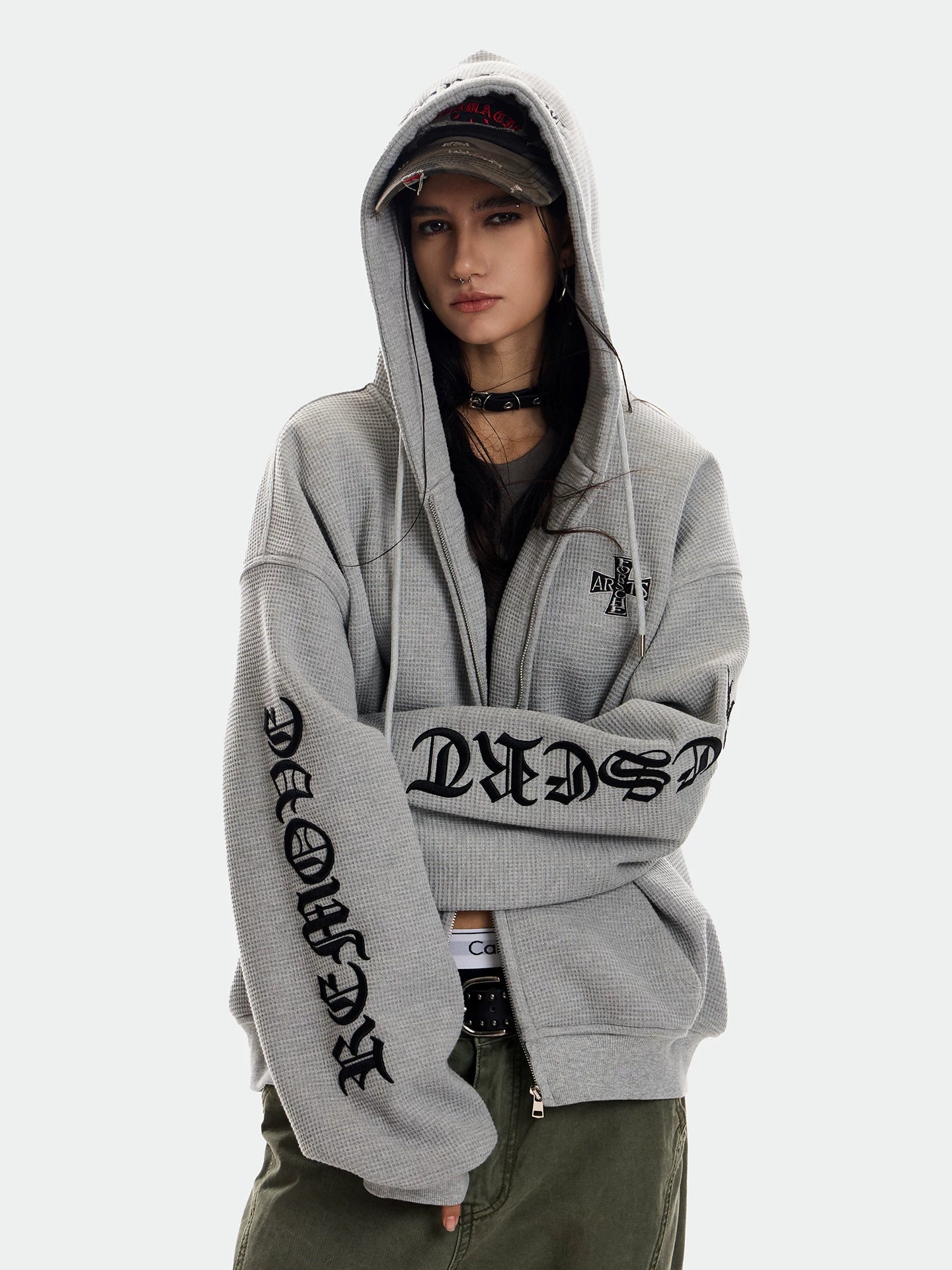 0123Start Waffle Hooded Fleece Jacket