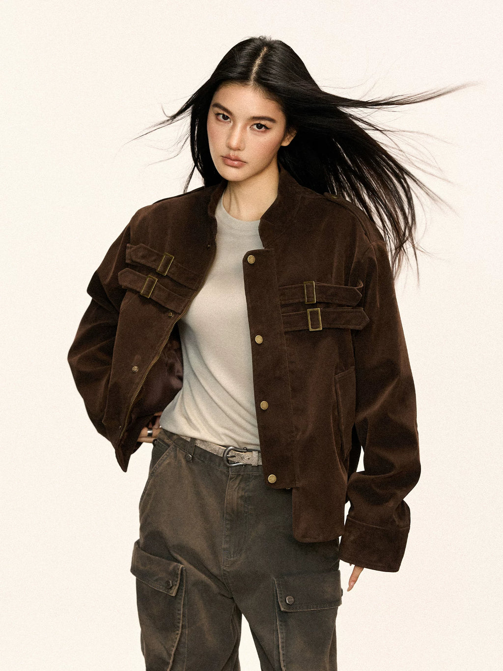 Cherry Melody Vintage Loose Stand-up Jacket