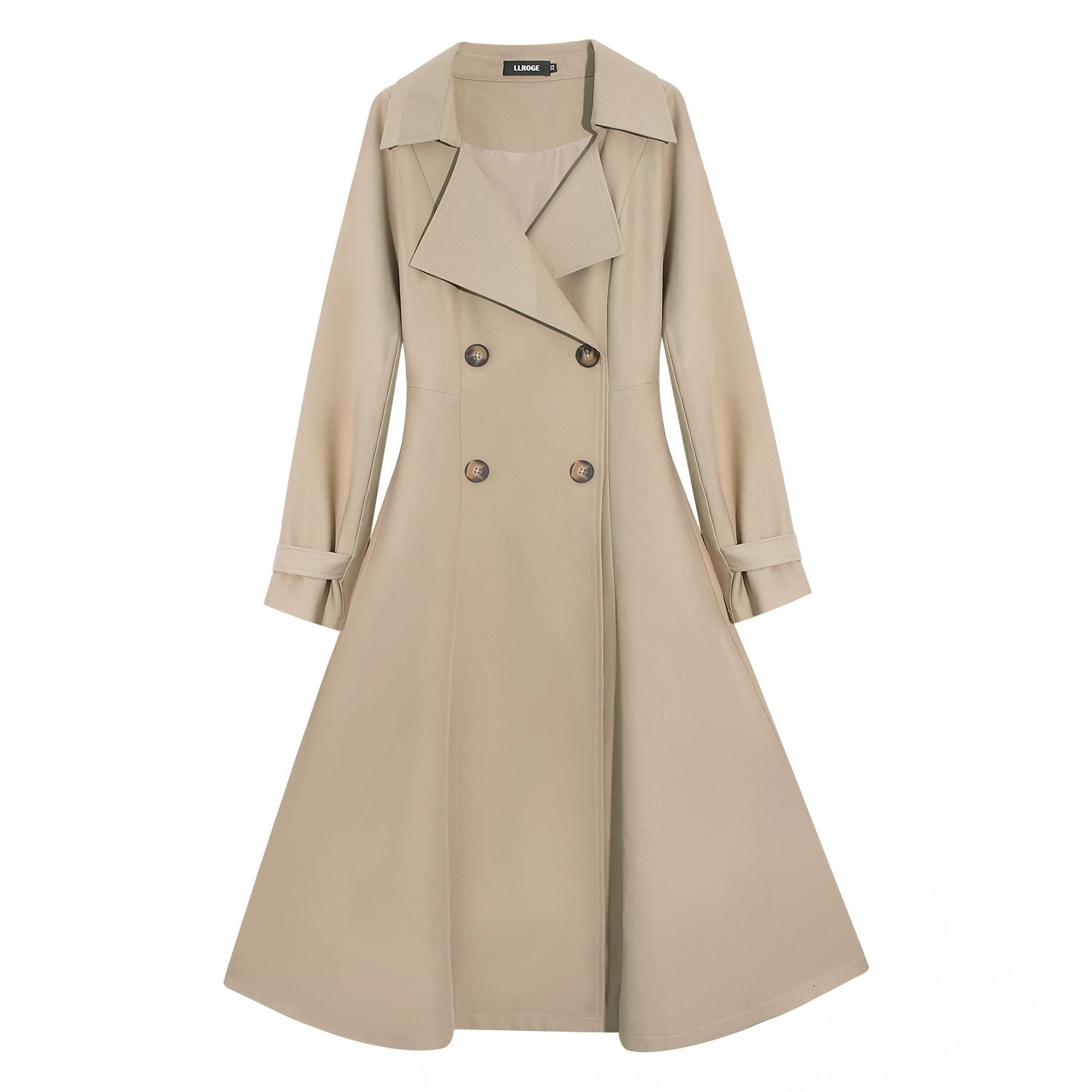 LLROGE Medium and Long Temperament Waist and Thin Trench Coat