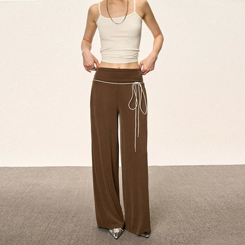 Cherry Melody High Waist Slim Wide Leg Straight Pants