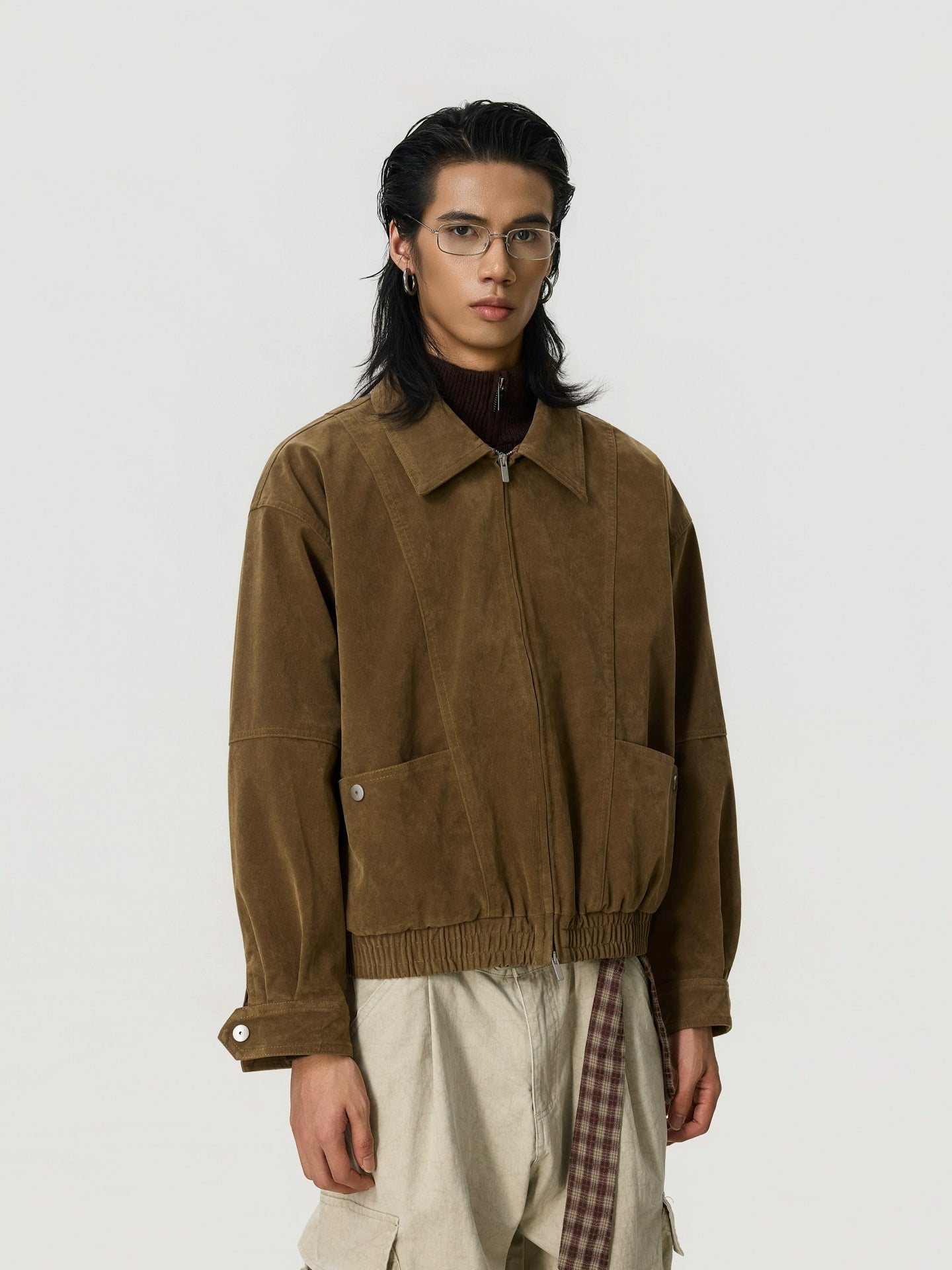 BTSG Vintage Front Shoulder Lapel Suede Big Pocket Jacket