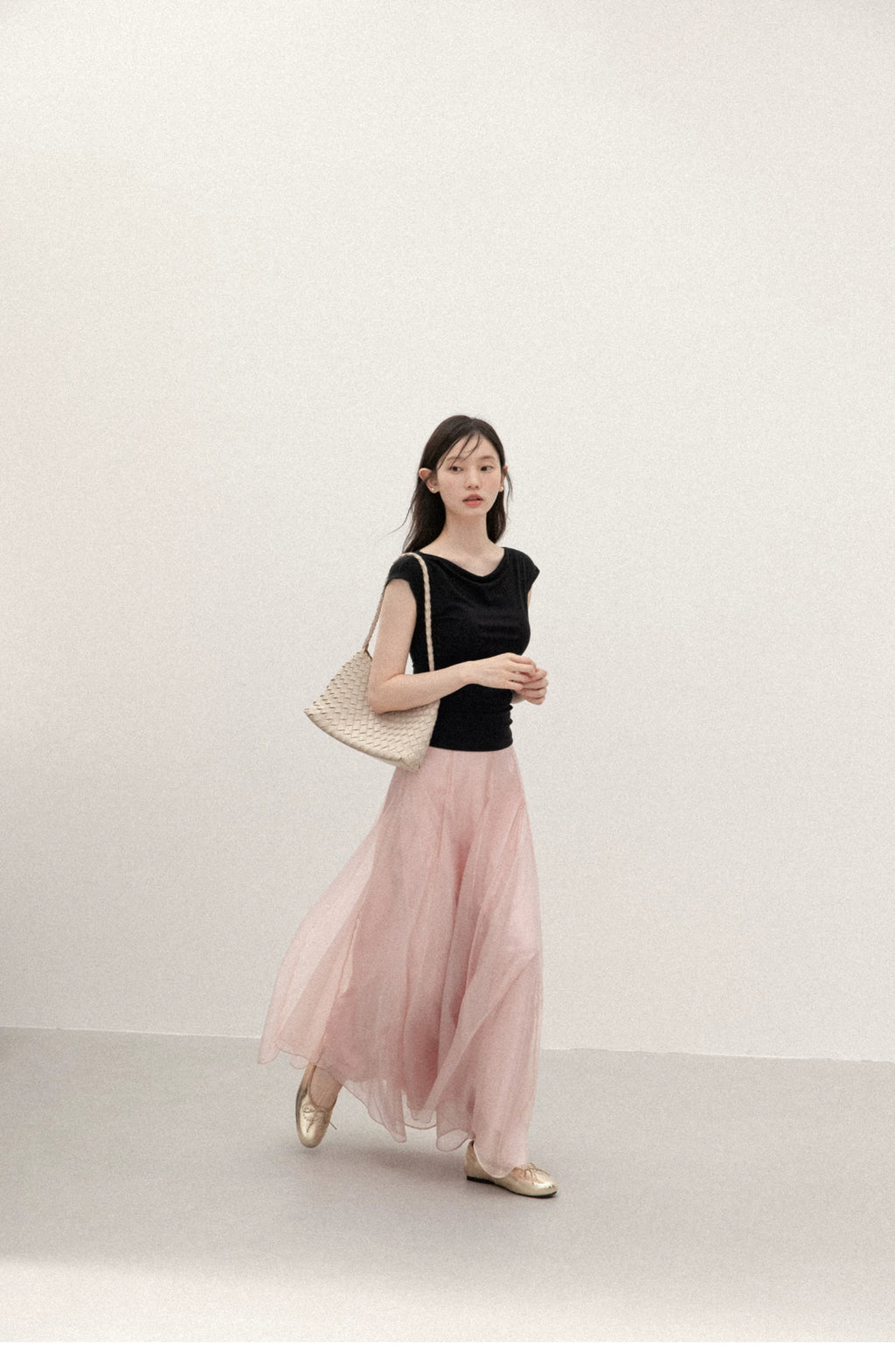 Cantonstory Versatile Mesh High Waist Skirt