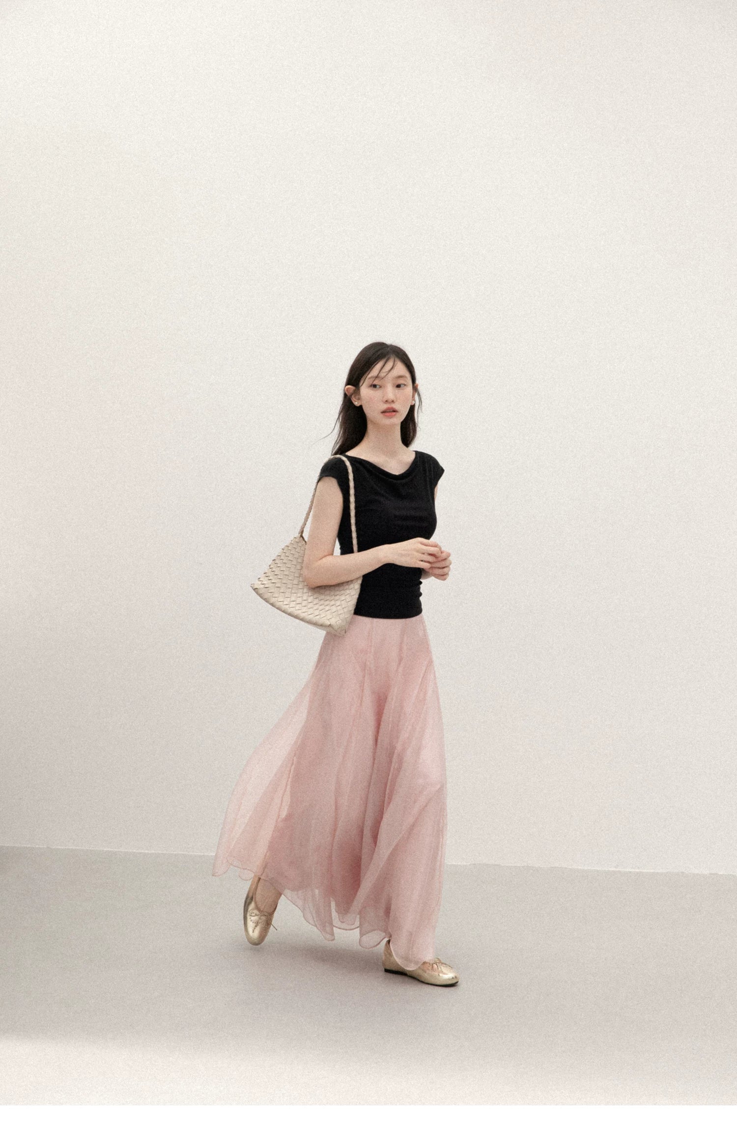 Cantonstory Versatile Mesh High Waist Skirt