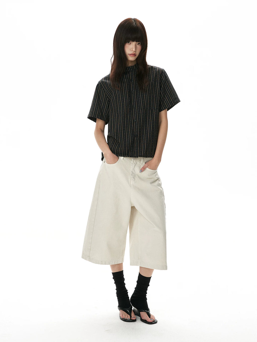 A PUEE Vintage Striped Loose Casual Tee