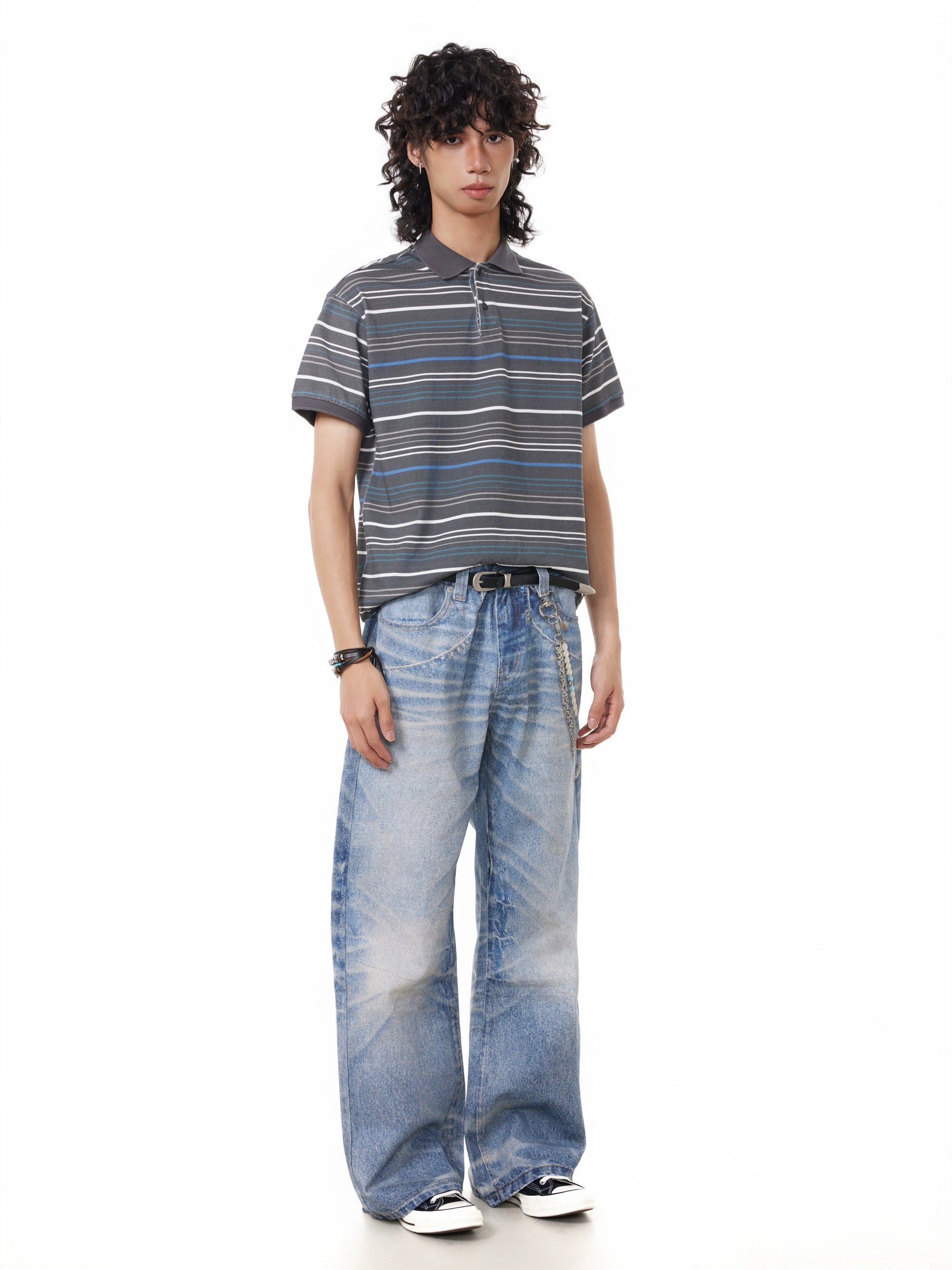 BTSG Vintage 3D Printed Chain Pendant Jeans