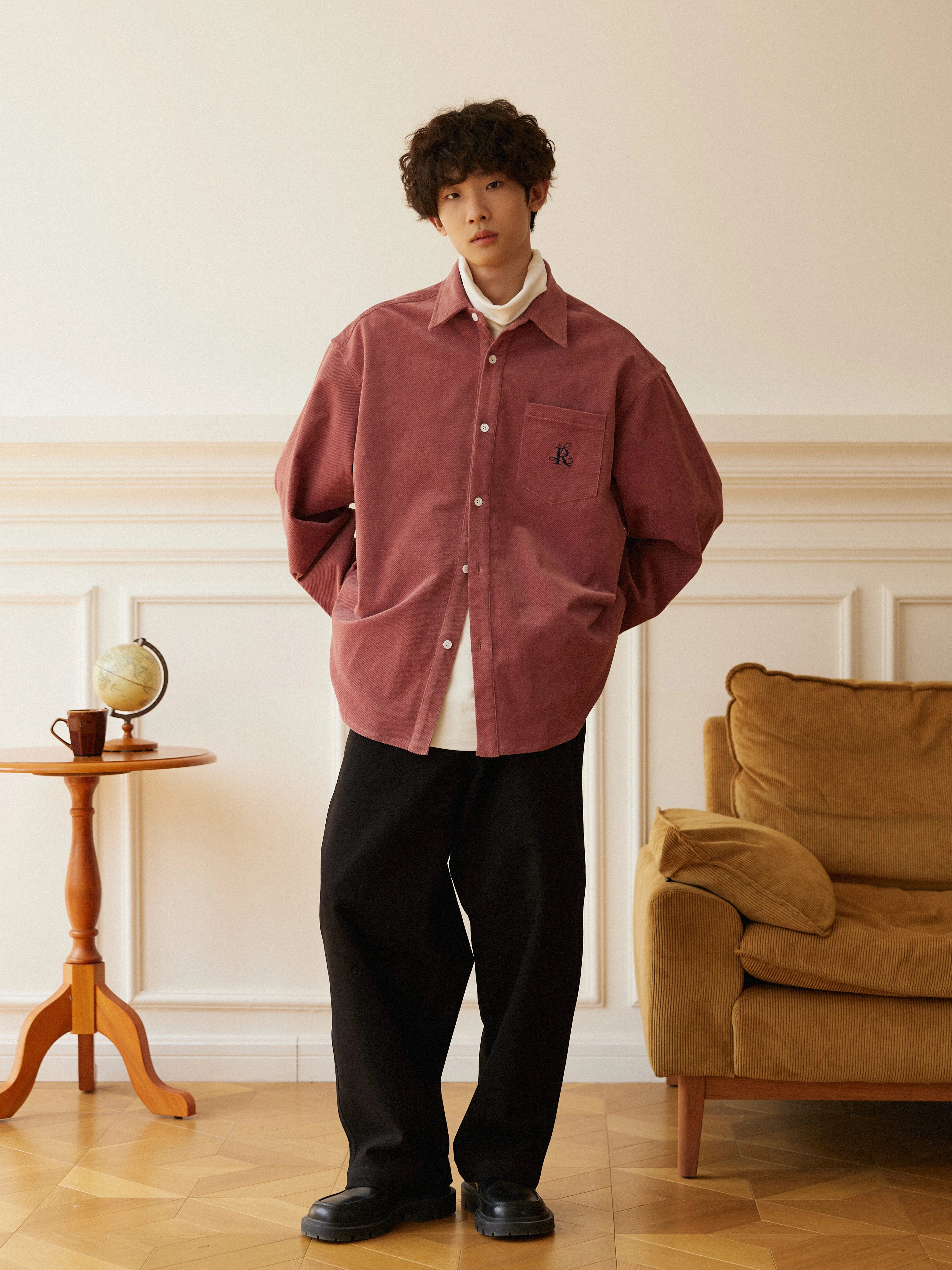 LR MADE Simple Retro Loose Square Neck Embroidered Shirt