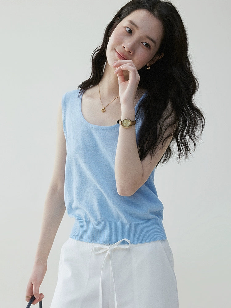 VOOE Simple and Versatile Sleeveless Vest Knitted Sweater