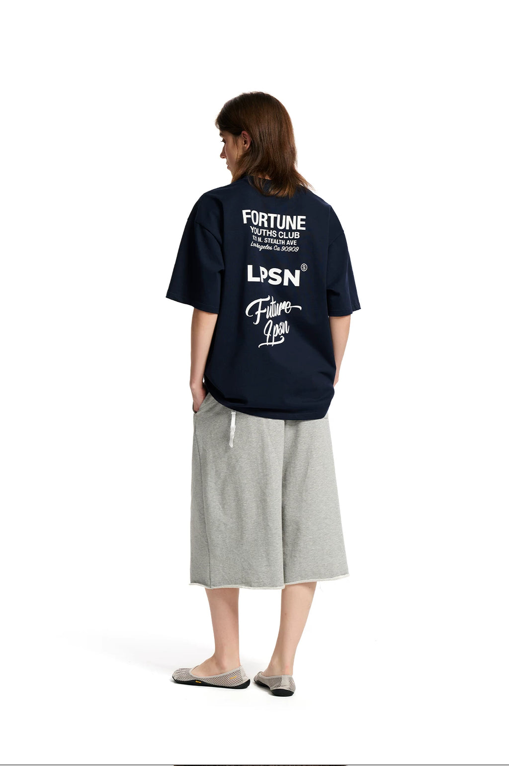 Loopsoon Letters Behind The Large Print Versatile Casual Tee