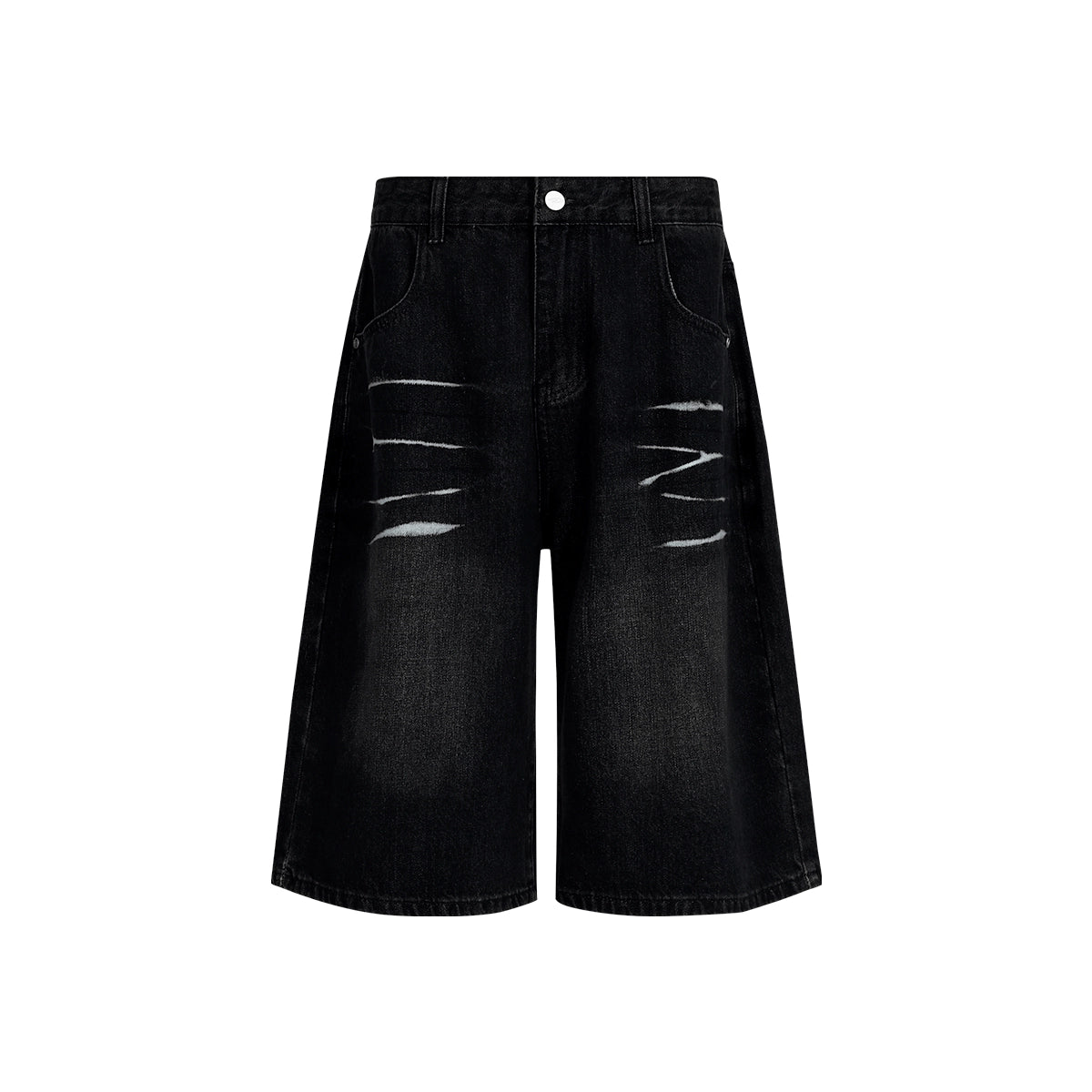 FUNKYFUN 2024SS Ice crack cat whisker washed denim shorts