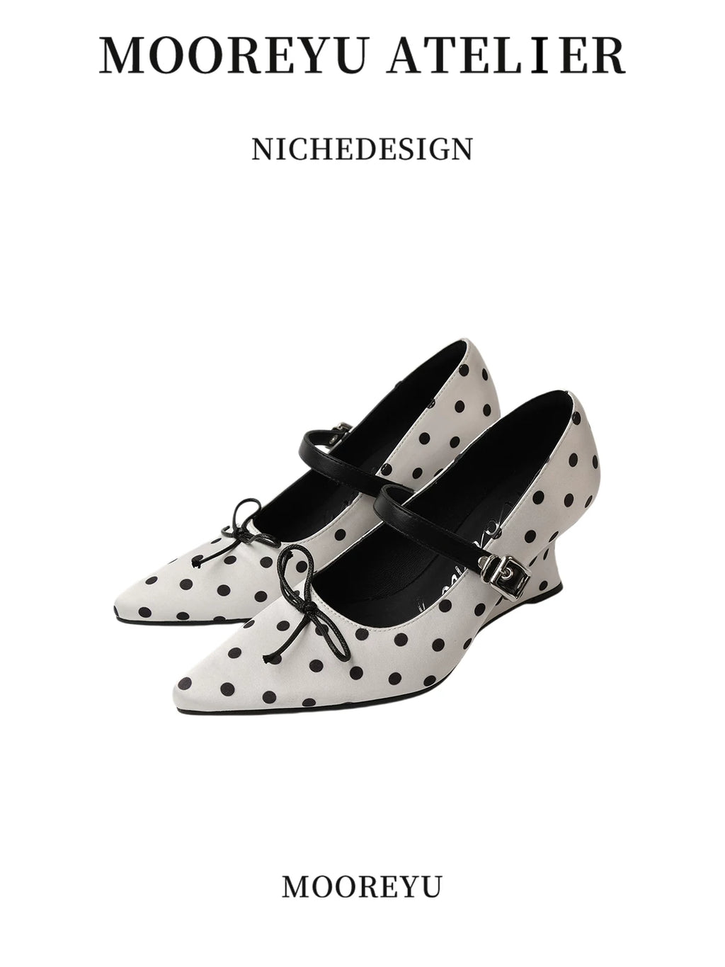Mooreyu Polka Dot Bow Heels