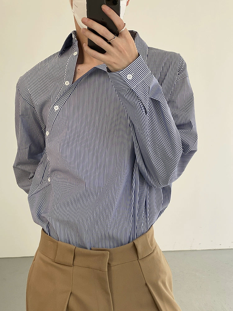 COLN Korean Loose Striped Shirt
