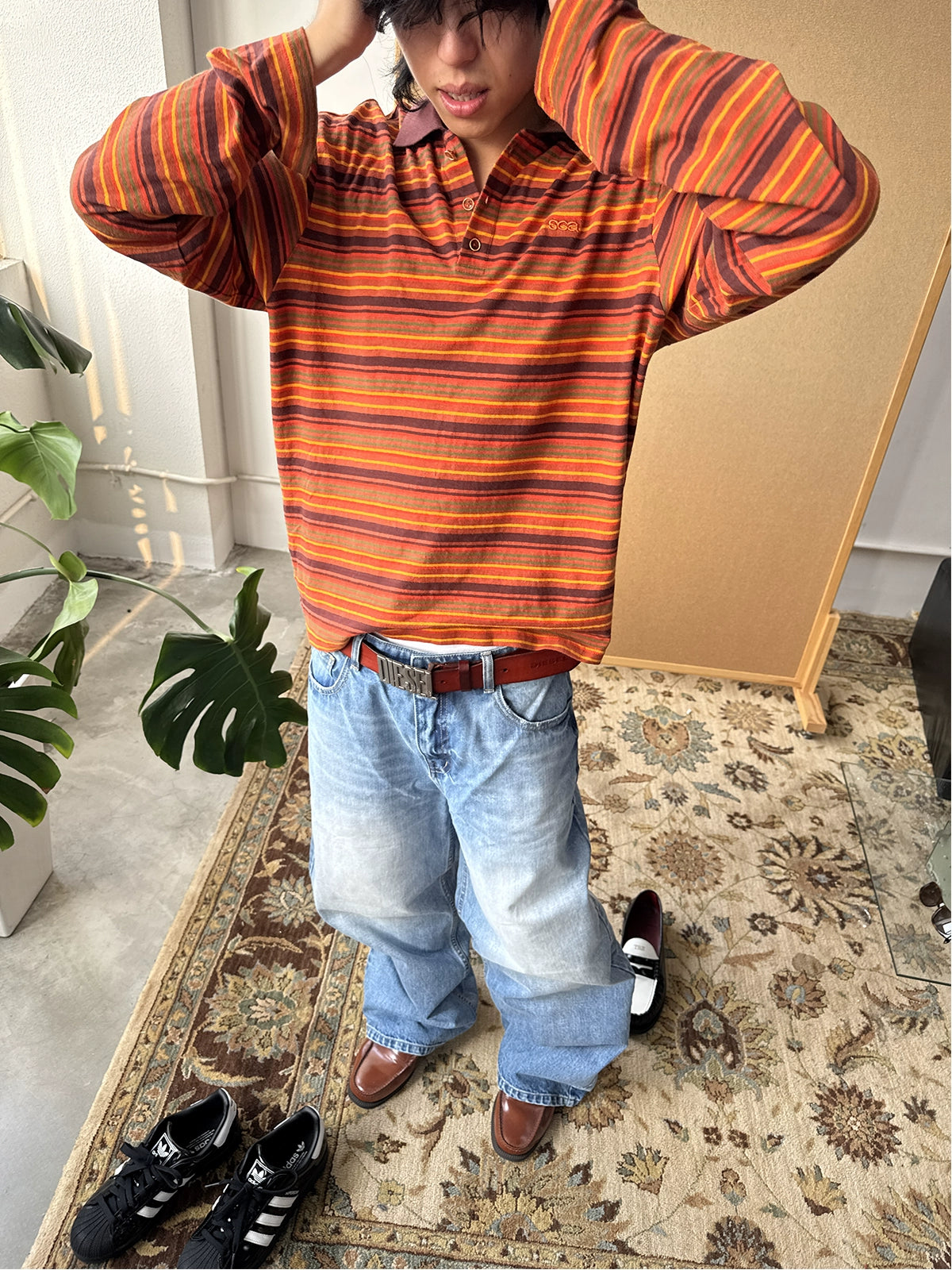 InsGale Vintage Striped Polo Long Sleeve