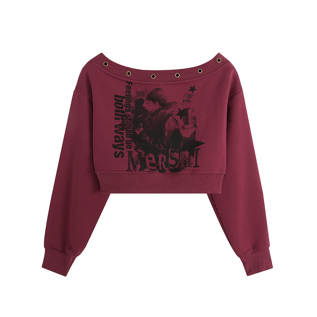 Mershier Shoulder Graffiti Print Skinny Shoulder Long Sleeves