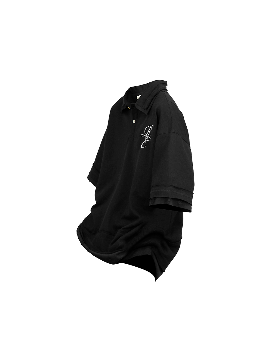 RELABEL Stitching Embroidered Fake Two-piece POLO Shirt