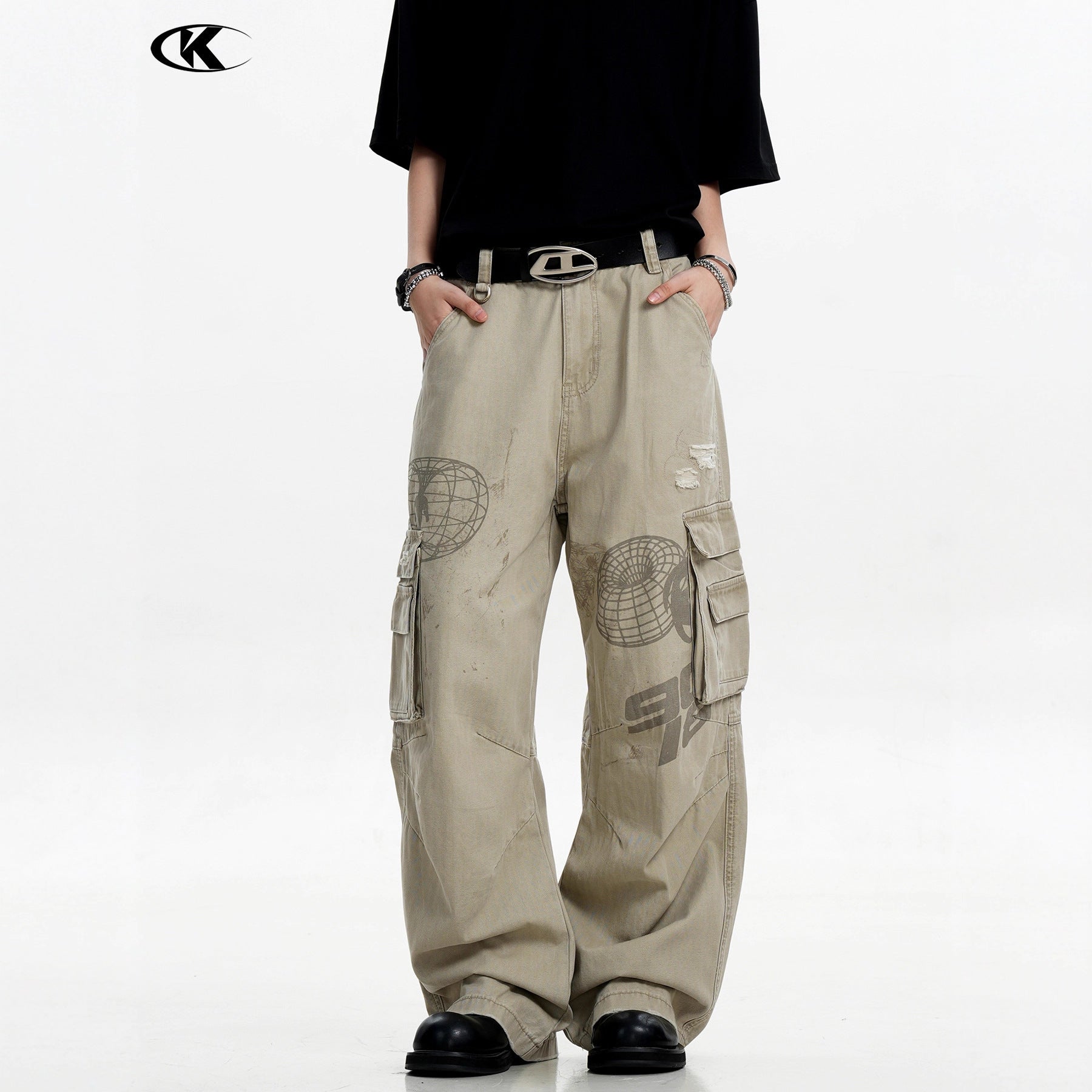 11KN Retro Straight Loose Wide Leg Pants