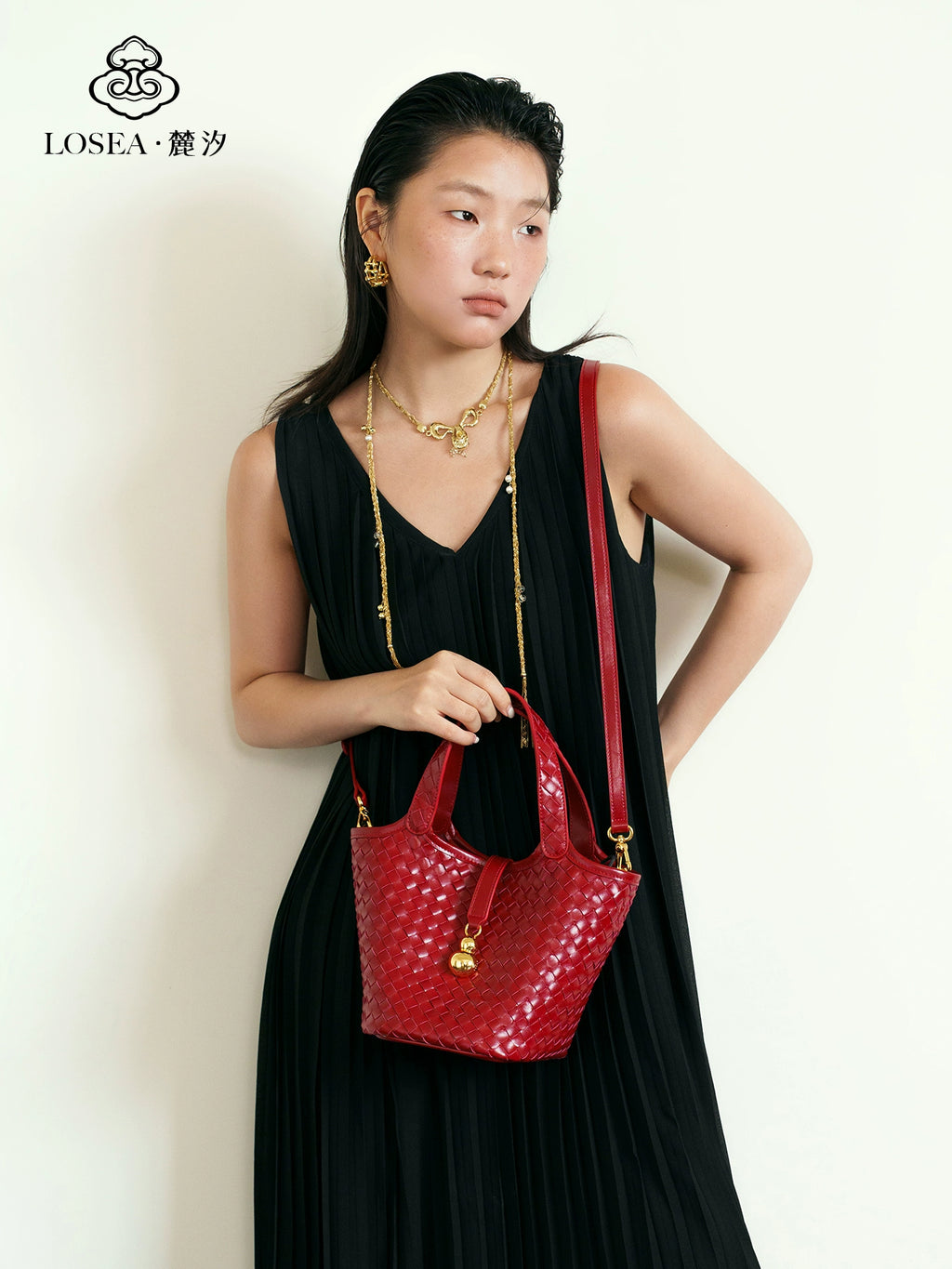 LOSEA Hand-woven Gourd Vegetable Basket Messenger Bag