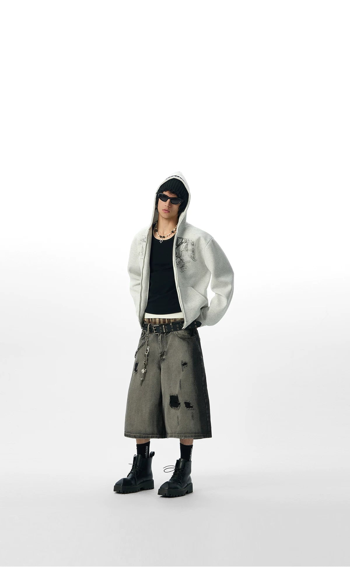 JHYQ Hooded Rivet Short Pegasus Cardigan Jacket