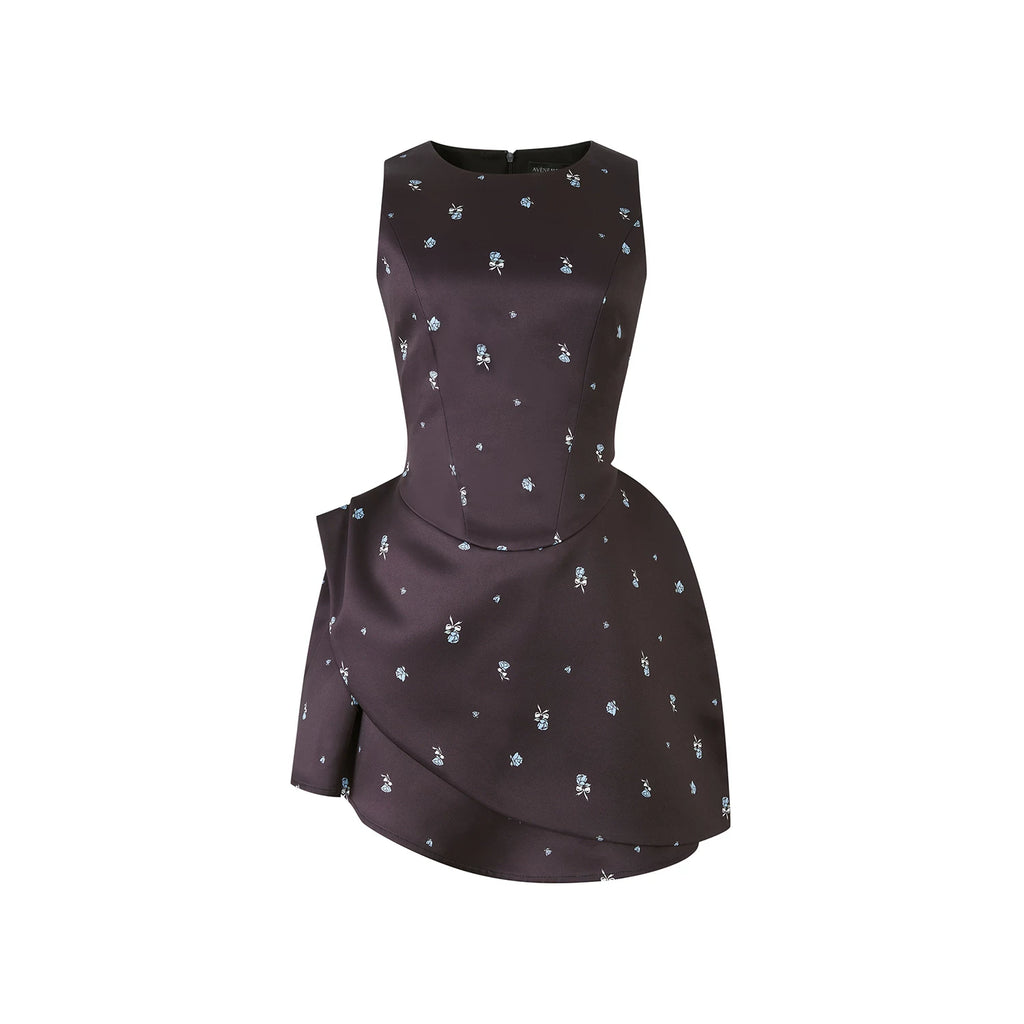 Avenement Irregular Floral Slim Dress