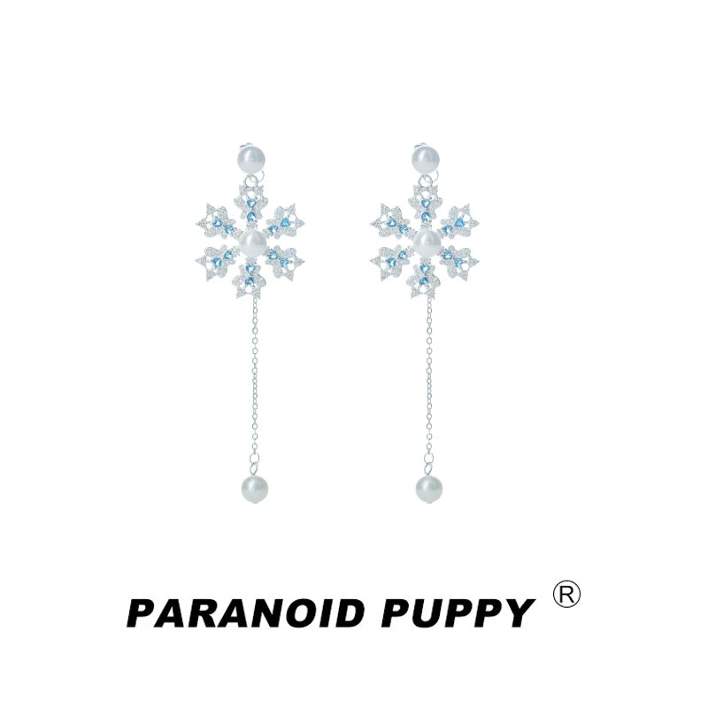 PP Snowflake Pearl Fringed Earrings
