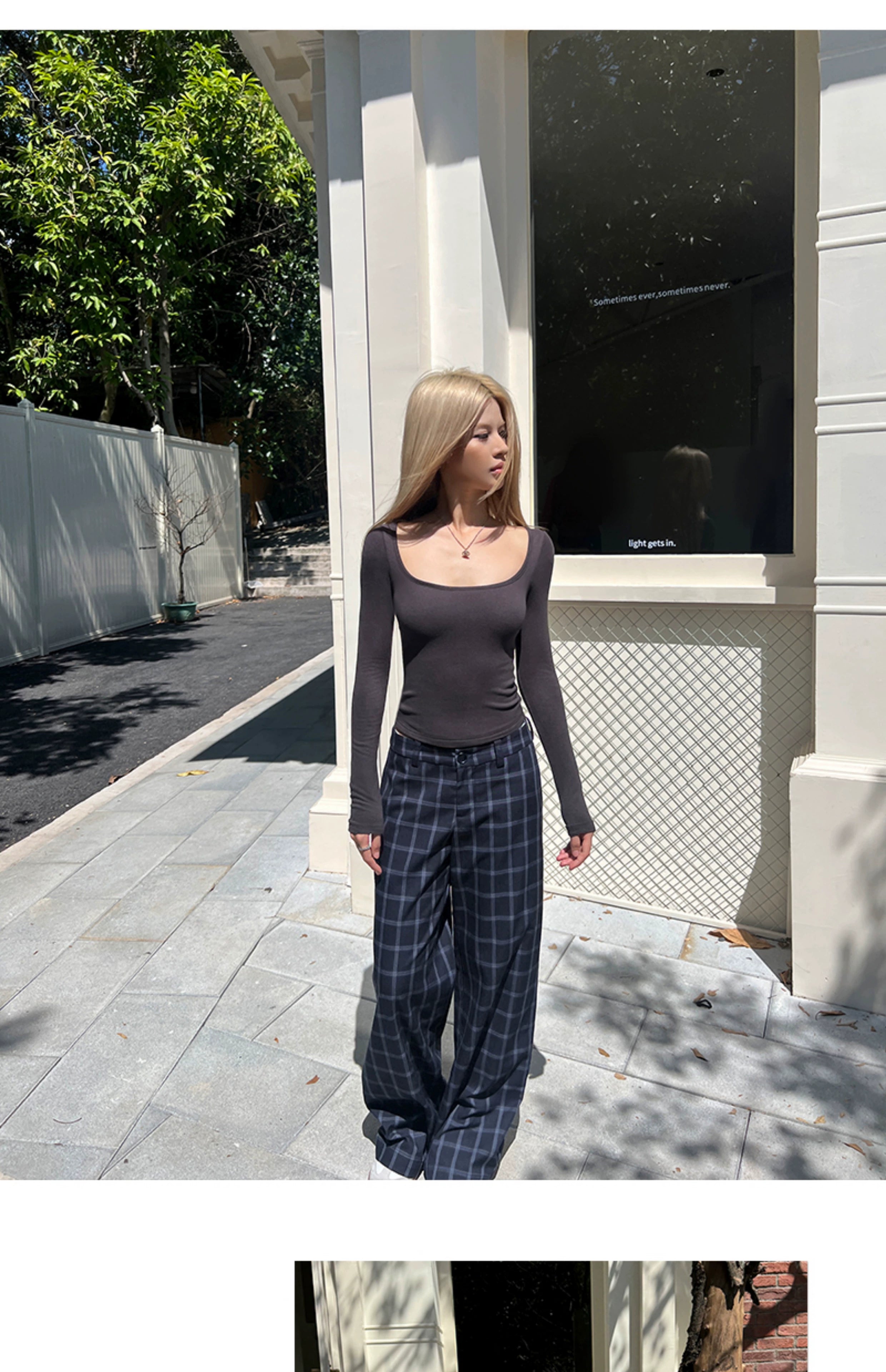 Audwyn Vintage Plaid Loose Straight Casual Pants