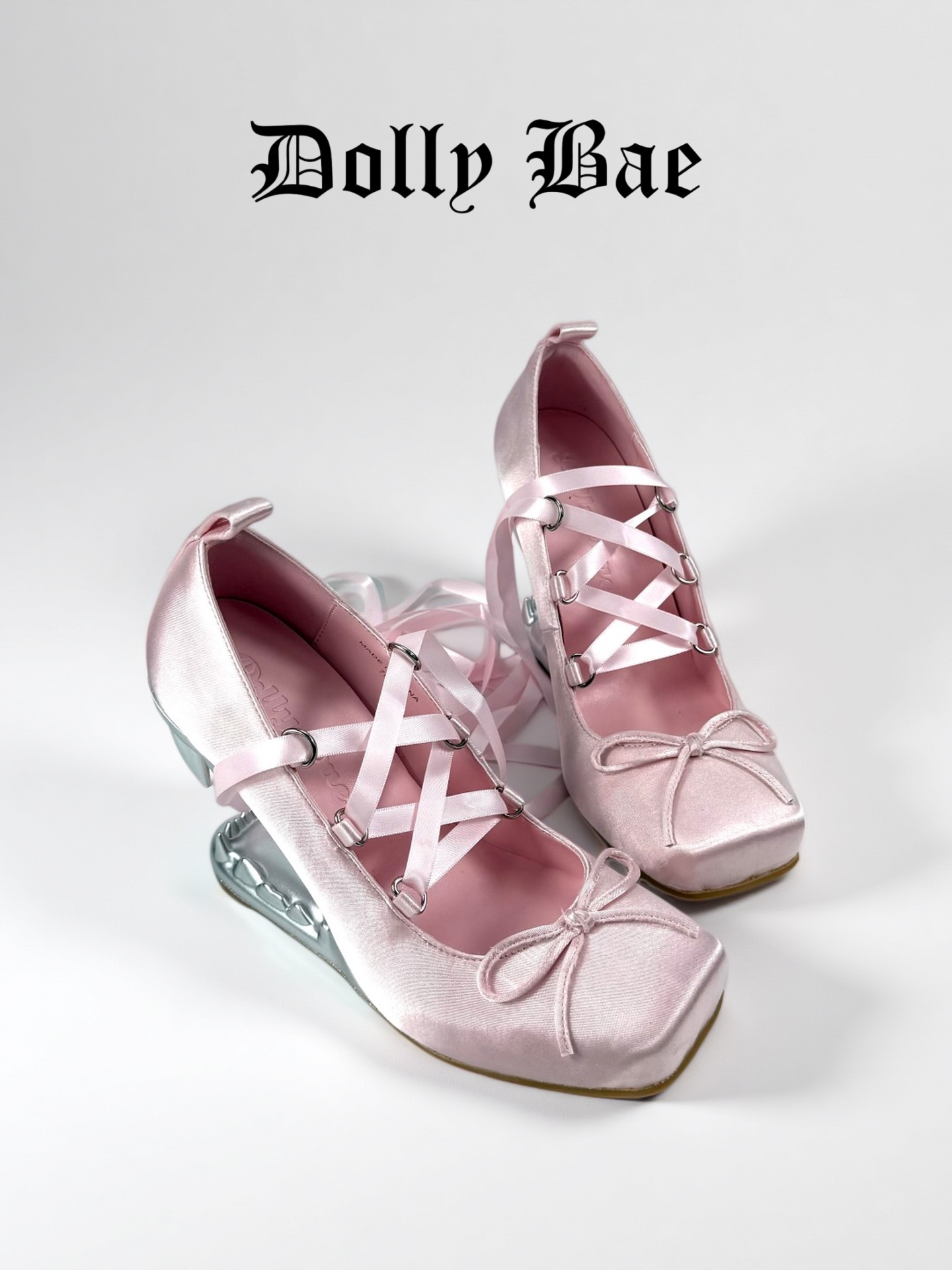 Dollybae Square Head Bow Ribbon Ballet Shoes