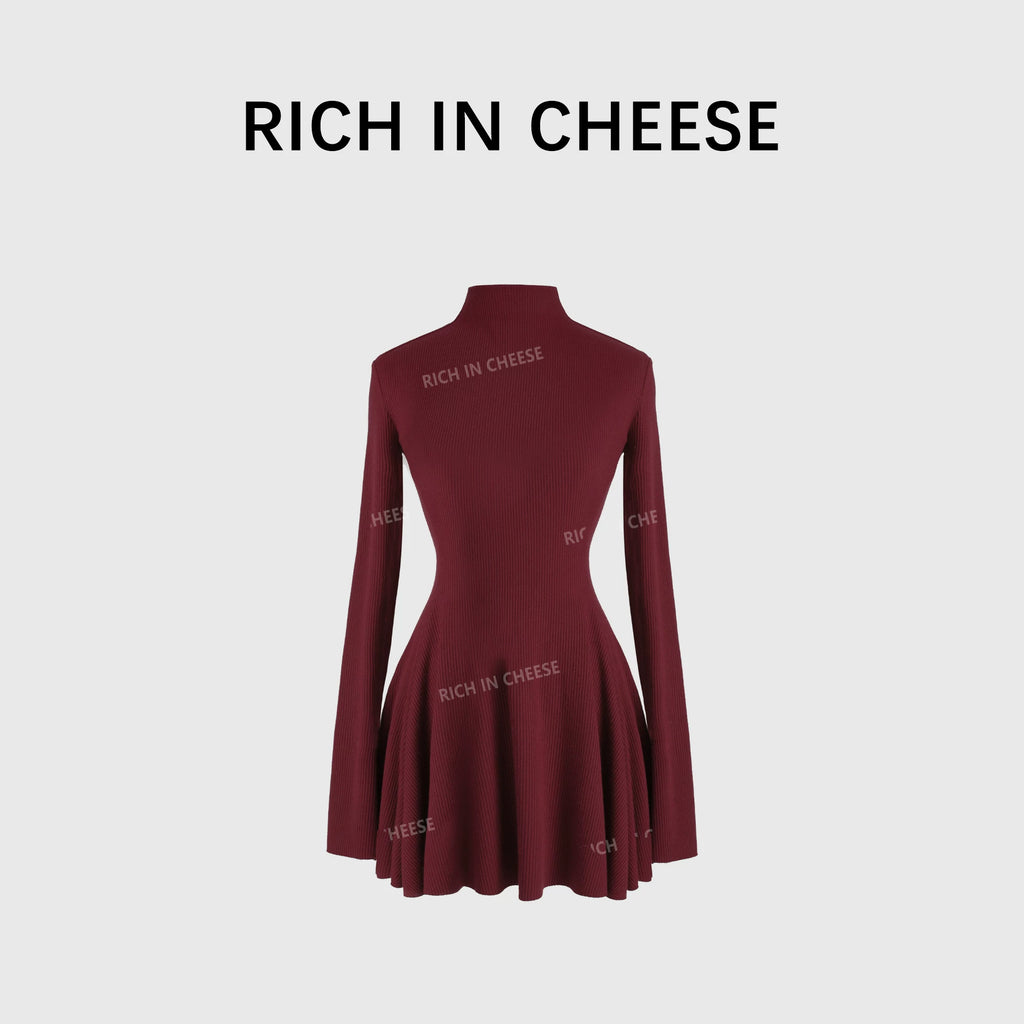 RICH IN CHEESE Knitted Waist Slim Dress