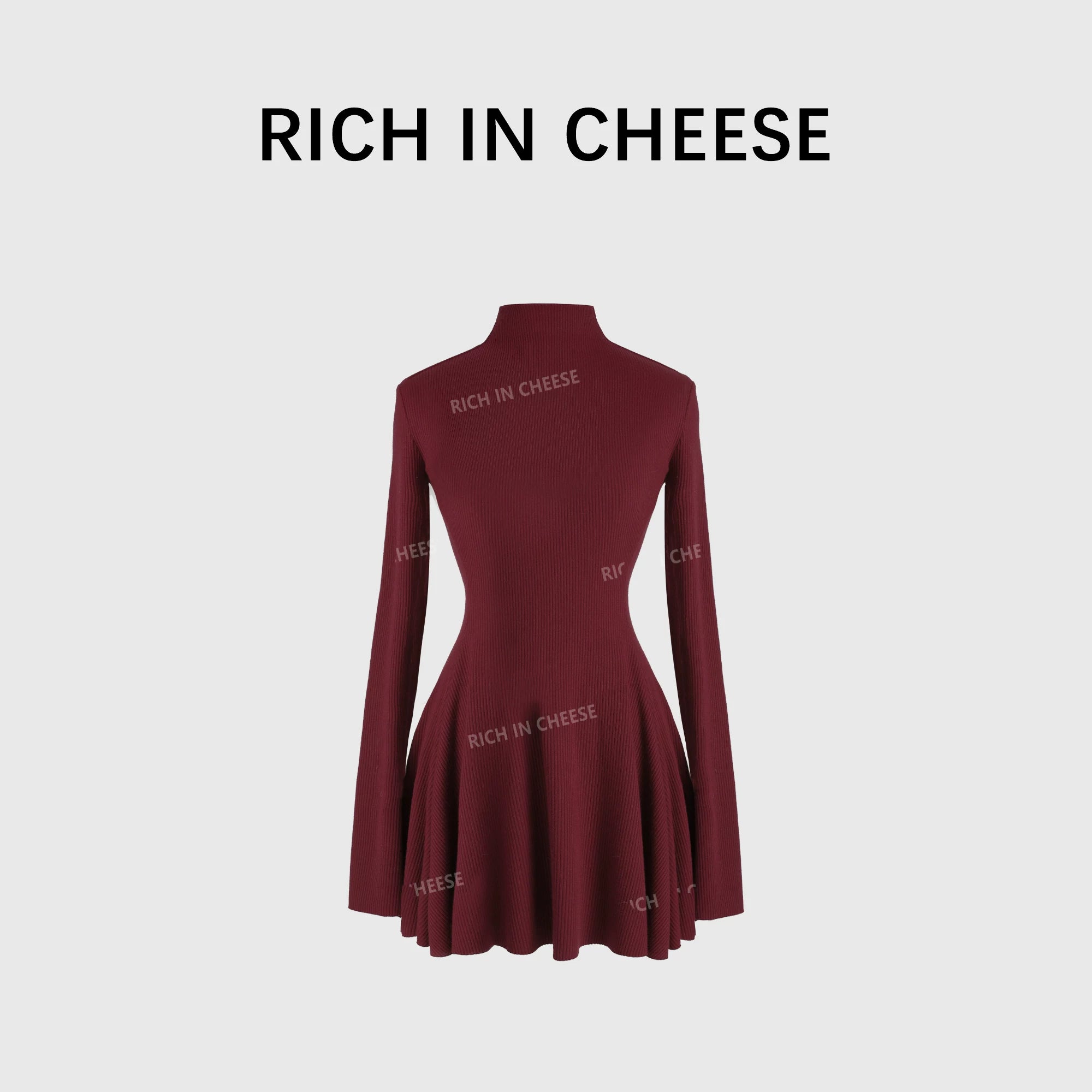 RICH IN CHEESE Knitted Waist Slim Dress