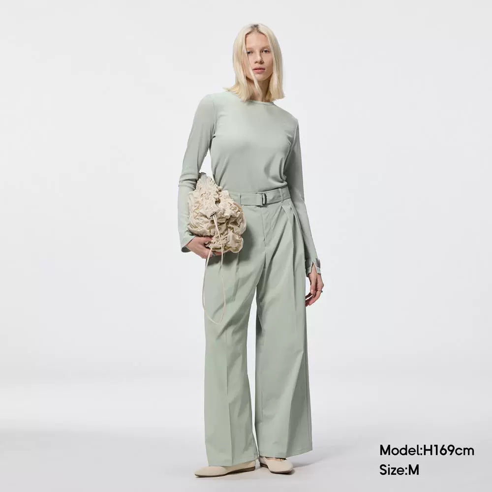 GU Straight Casual Pleated Simple Wide-leg Pants