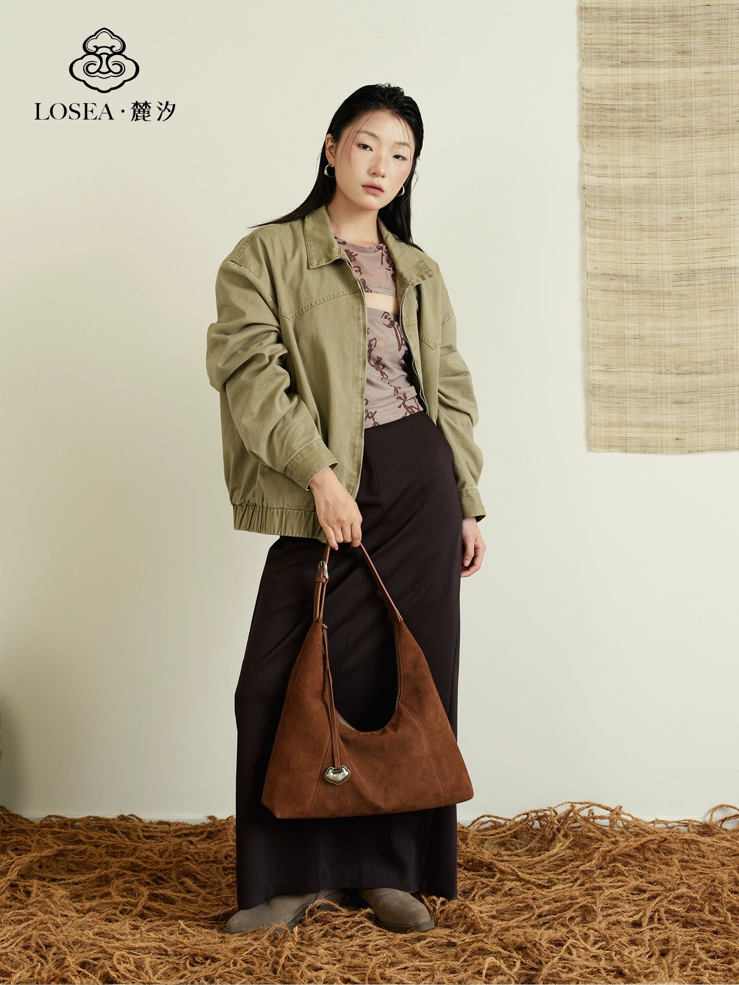 LOSEA Casual Cowhide Velvet Ruyi Armpit Bag