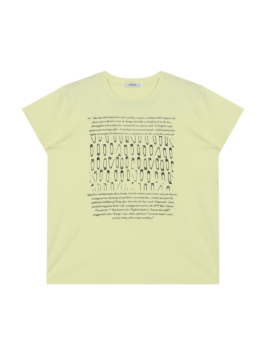 FUNKYFUN Pin Slogan Old Sense Printing Tee