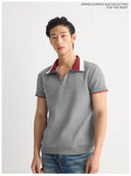 Stay The Night Half Zipper Contrast Colour Stand Collar Front Shoulder Tee
