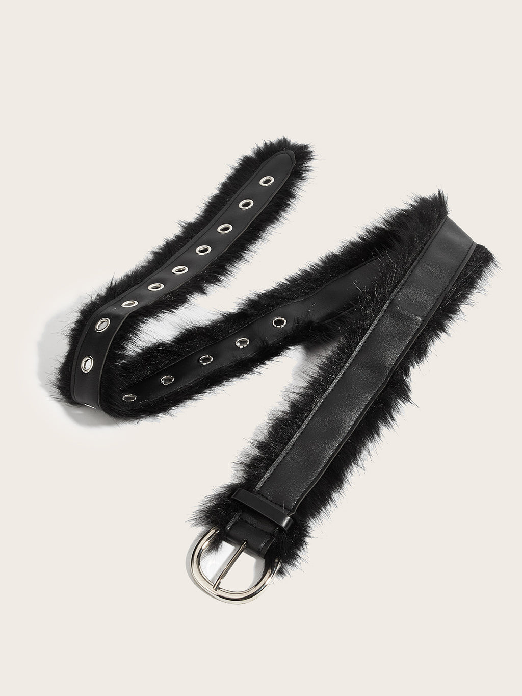 Intertek Babes Wide Faux Fur Fluffy Waist Seal Belt