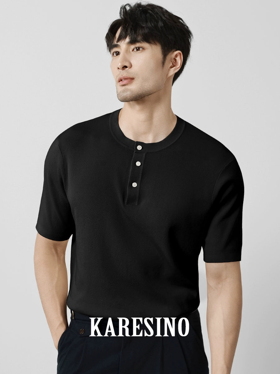 KARESINO Henry Collar Business Knitted Polo Shirt