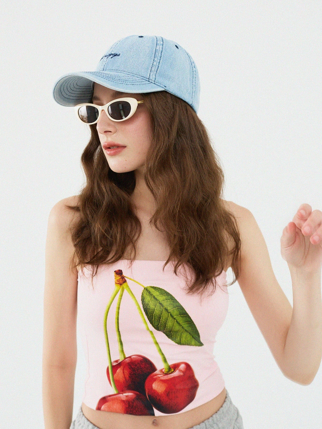 Momogigi Vintage Denim Embroidered Baseball Cap