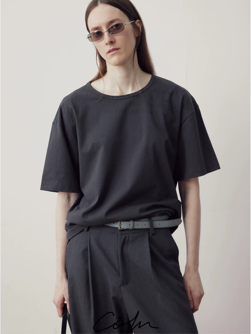 COLN Letter Print Loose Casual Tee