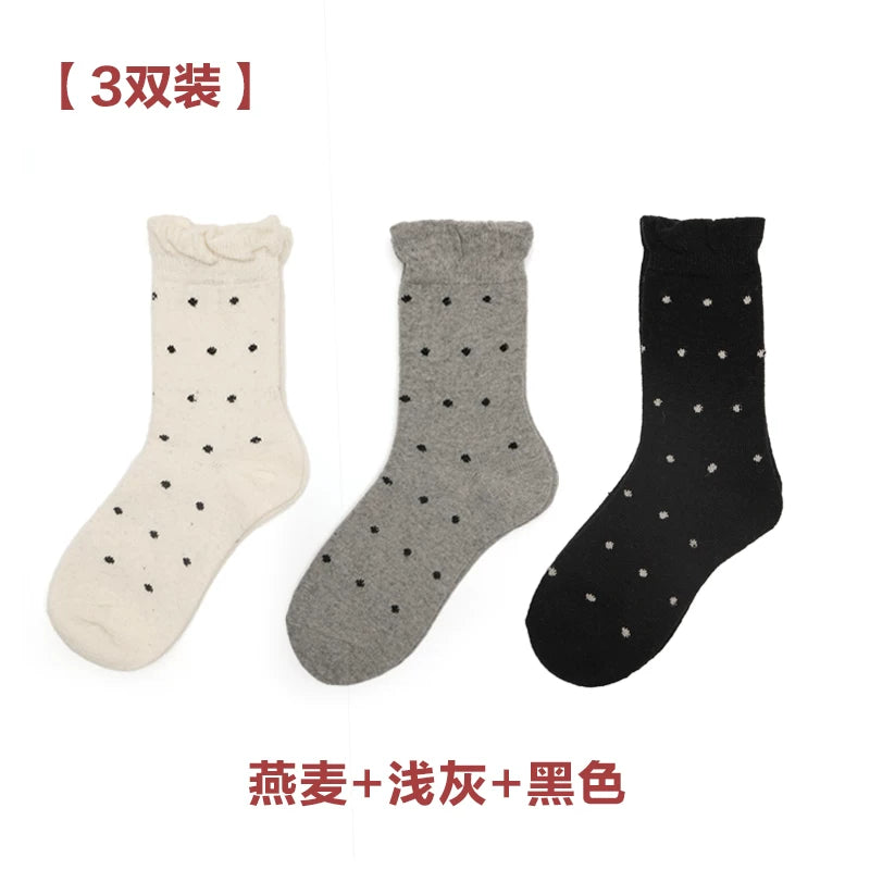 Mule Donkey Polka Dot Medium Tube Wool Stacking Socks