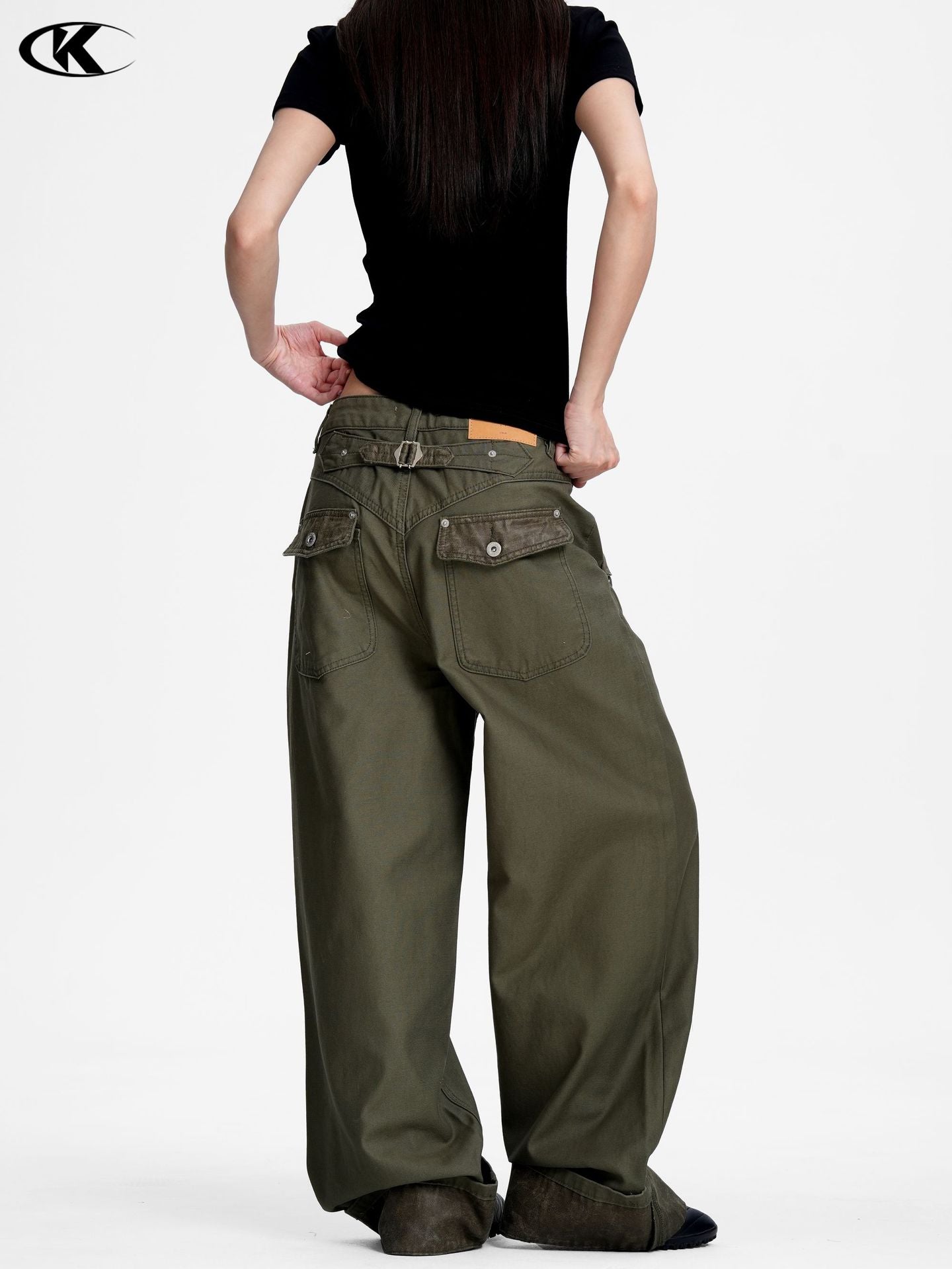 11KN Retro Five-button Straight Denim Overalls