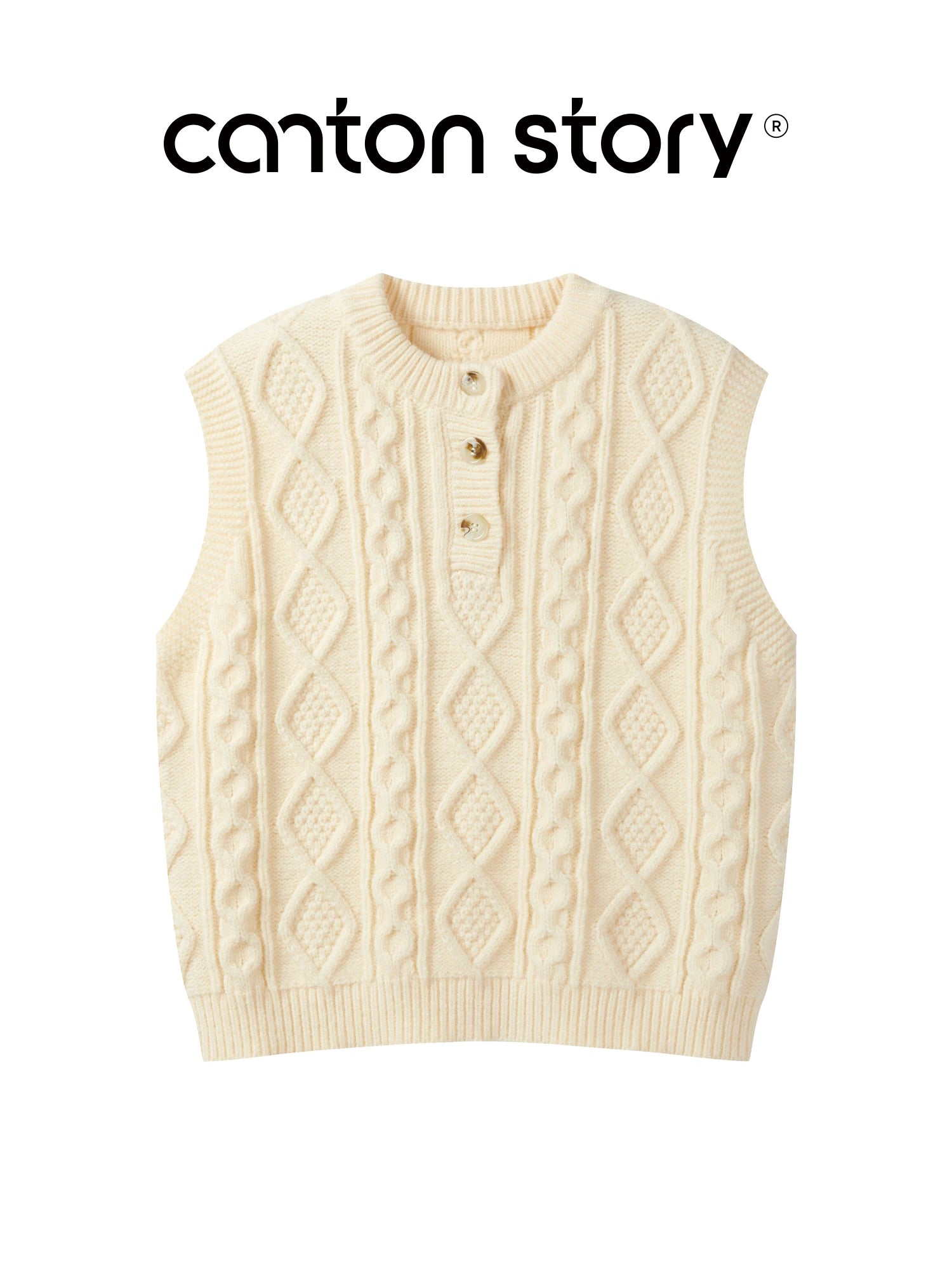 Cantonstory Crew Neck Knitted Vest