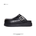 SHENLV STUDIO Big Head Platform Half-tow Leather Shoes Birkenstocks
