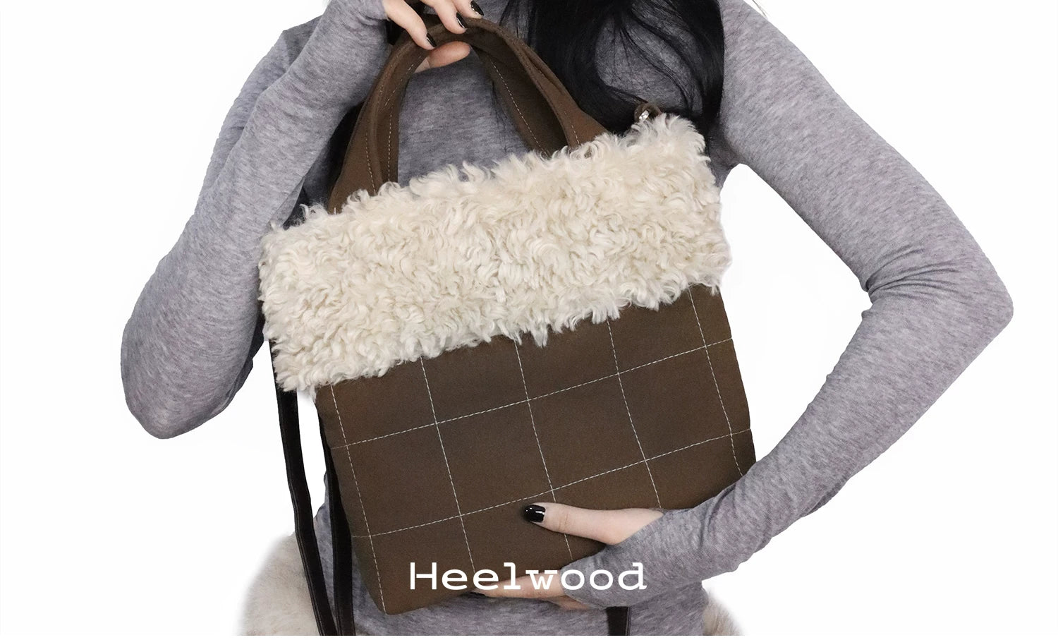 Heelwood Plush Checked Adjustable Handbag