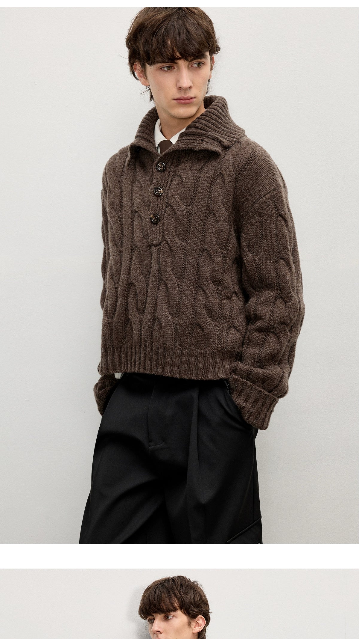 INTENT Vintage Embossed Twisted Thick Needle Sweater