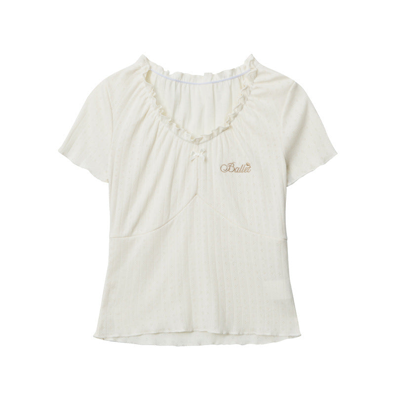 Nariele Ballet Design Sense V-neck Collarbone Tee