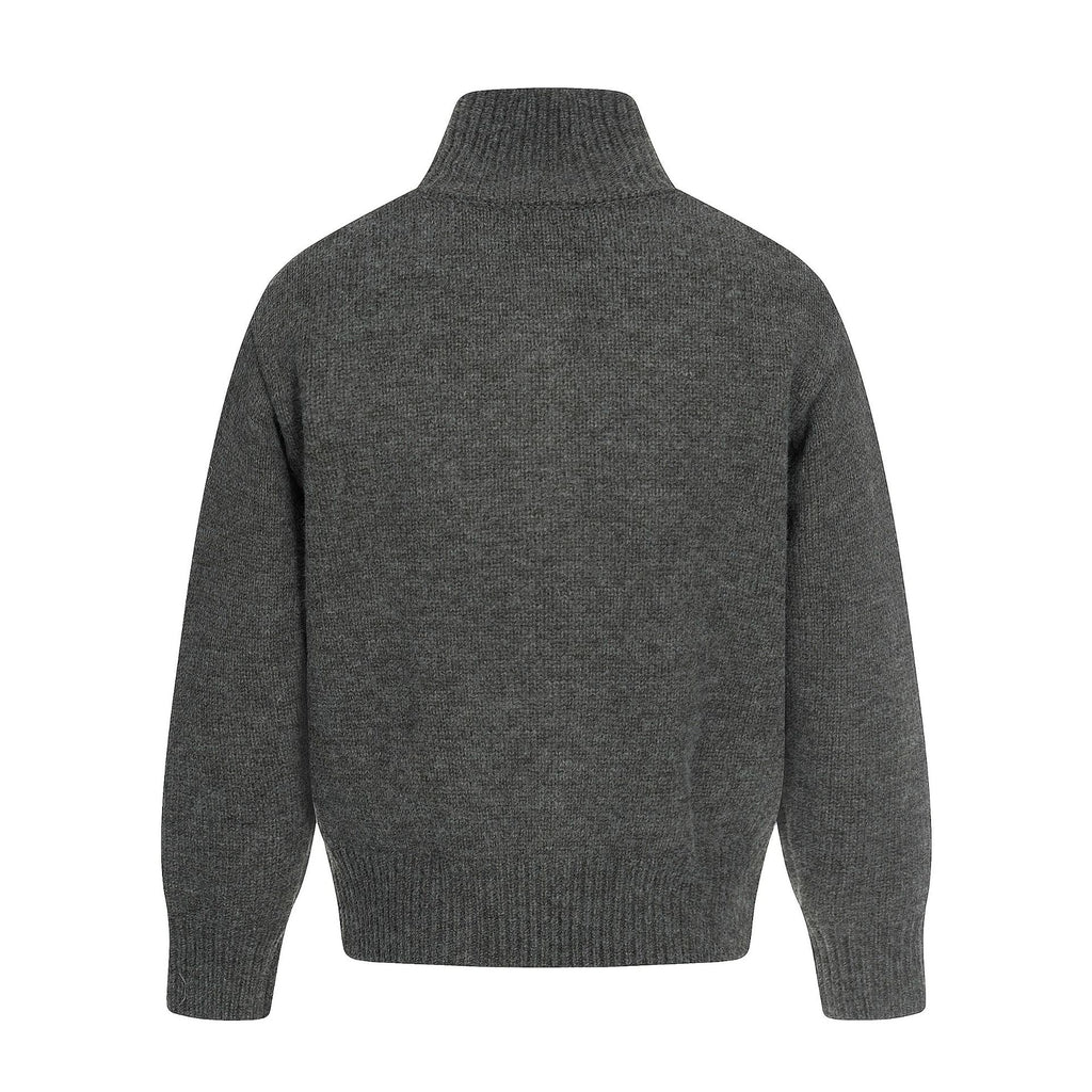 11KN gray zipper knitted sweater jacket