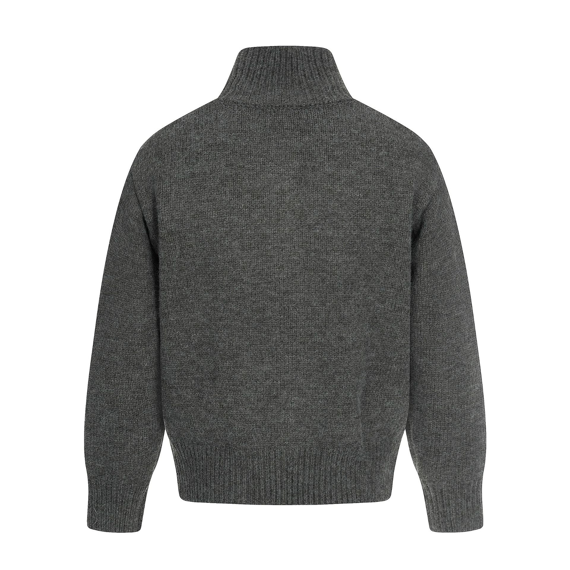 11KN gray zipper knitted sweater jacket